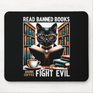 Alfombrilla De Ratón Leer Libros Prohibidos Beber Café Luchar Contra El