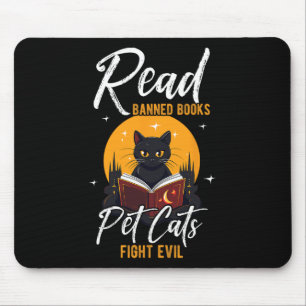 Alfombrilla De Ratón Leer Libros Prohibidos Mascotas Gatos Luchan Contr