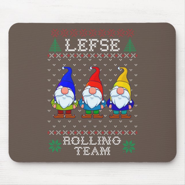 Alfombrilla De Ratón Lefse Rolling Team, Navidades Baking Tomte Gnome (Frente)