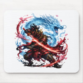 Alfombrilla De Ratón Legendario Samurái & Taza del Dragón Azul | Guerra