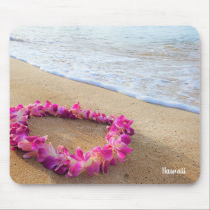 Alfombrilla De Ratón Lei hawaiano en playa de arena