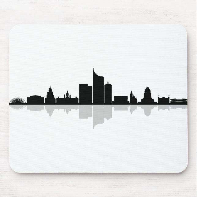 Alfombrilla De Ratón LEIPZIG Deutschland City Skyline Silhouette (Frente)