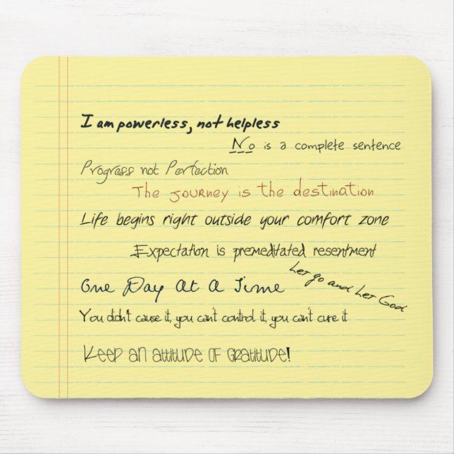 Alfombrilla De Ratón Lemas Mousepad de motivación del al-anon (Frente)
