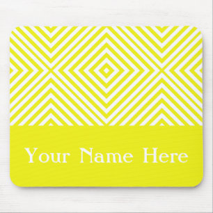 Alfombrilla De Ratón Lemon Diamond Chevron con nombre personalizado