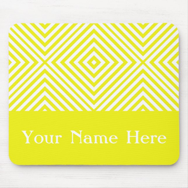 Alfombrilla De Ratón Lemon Diamond Chevron con nombre personalizado (Frente)