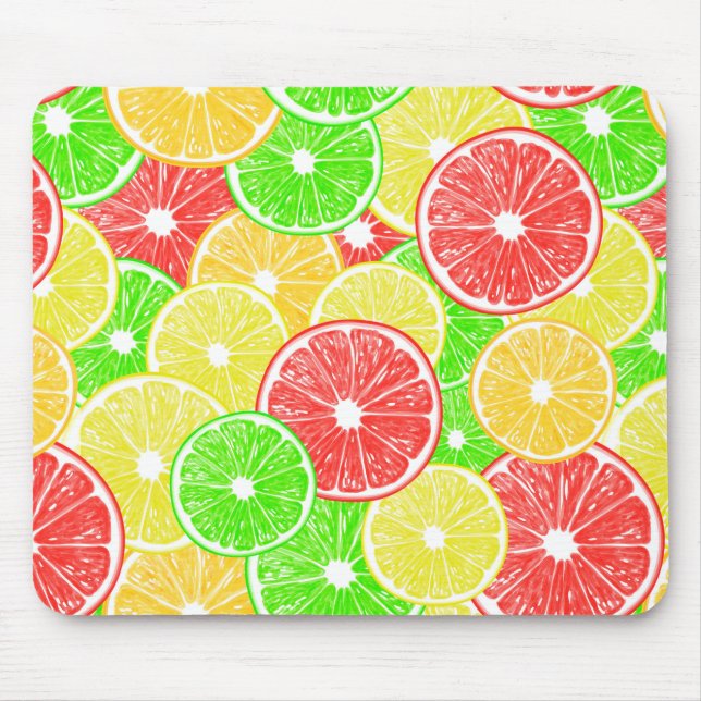 Alfombrilla De Ratón Lemon, orange, grapefruit and lime slices pattern (Frente)