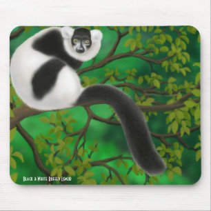 Alfombrilla De Ratón Lemur superado blanco y negro Mousepad