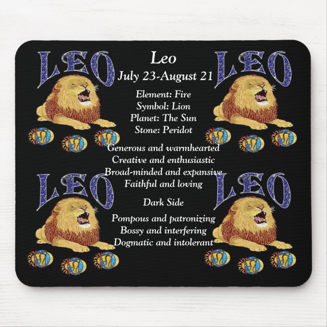 Alfombrilla De Ratón Leo Birth Rótulo Zodiac Mouse Pad (Frente)