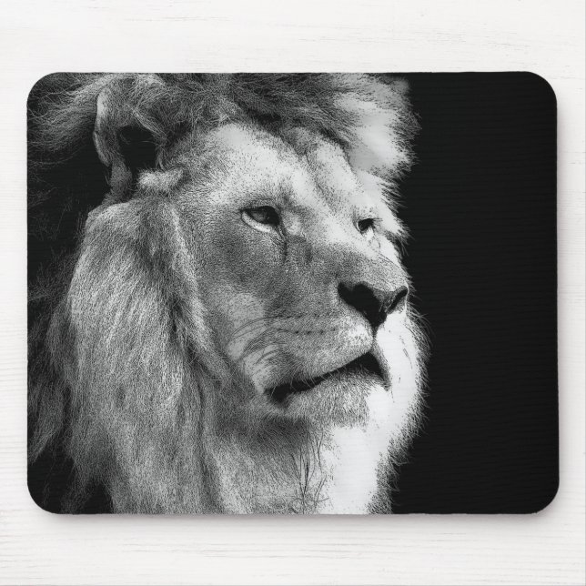 Alfombrilla De Ratón León blanco negro (Frente)