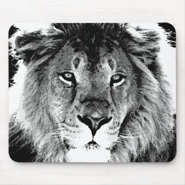Alfombrilla De Ratón León blanco y negro (Frente)
