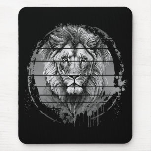 Alfombrilla De Ratón León Blanco Y Negro