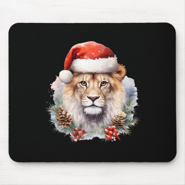 Alfombrilla De Ratón León con Navidades Gorra Sudáfrica Safari Animal (Frente)