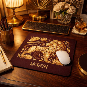 Alfombrilla De Ratón León Dorado Majestuoso Personalizado