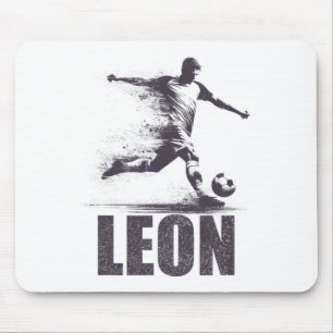 Alfombrilla De Ratón Leon Fútbol Chicos Personalizado Primer Nombre Leo