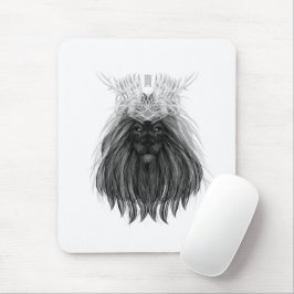 Alfombrilla De Ratón León negro con corona y monograma