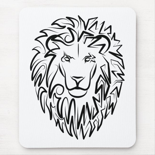 Alfombrilla De Ratón León tribal blanco y negro (Frente)