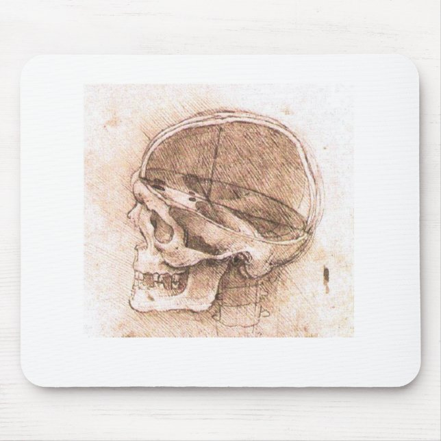 Alfombrilla De Ratón Leonardo da Vinci Bella Artes de anatomía craneal (Frente)