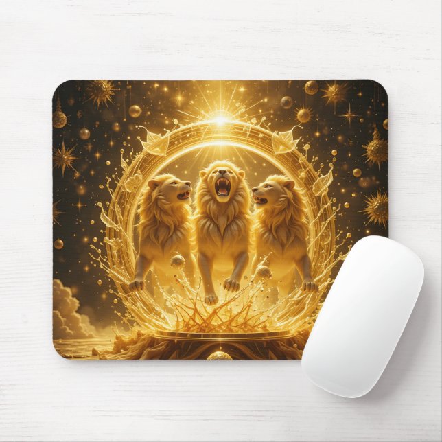 Alfombrilla De Ratón Leones dorados celestes (Con ratón)