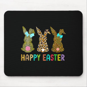 Alfombrilla De Ratón Leopard Easter Bunny Rabbit Trio Cute Easter Day