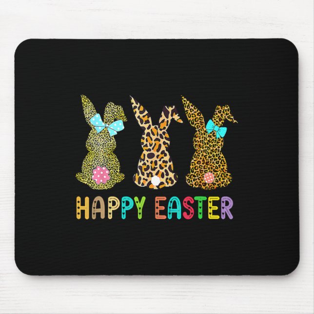Alfombrilla De Ratón Leopard Easter Bunny Rabbit Trio Cute Easter Day (Frente)