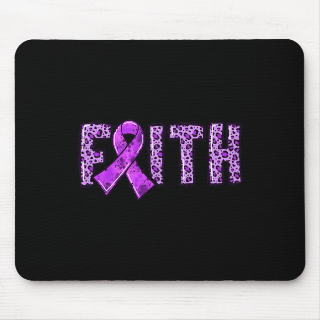 Alfombrilla De Ratón Leopard Print Purple Ribbon FAITH Drug Overdose w (Frente)
