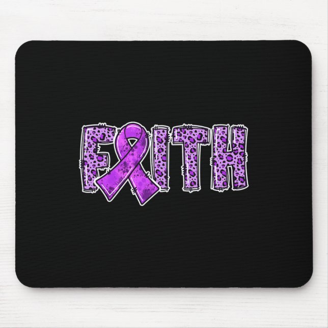 Alfombrilla De Ratón Leopard Print Purple Ribbon FAITH Drug Overdose w (Frente)