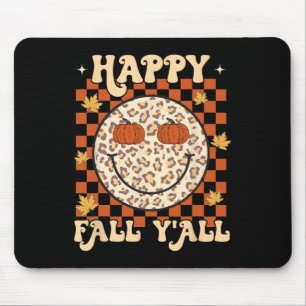 Alfombrilla De Ratón Leopard Smile Face Happy Fall Y'all Retro Groovy A