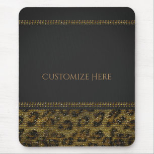 Alfombrilla De Ratón Leopard Sparkle Sequins Glam Moda Bling Moderno