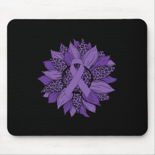 Alfombrilla De Ratón Leopard Sunflower Púrpura Cinta Fibromialgia Consc
