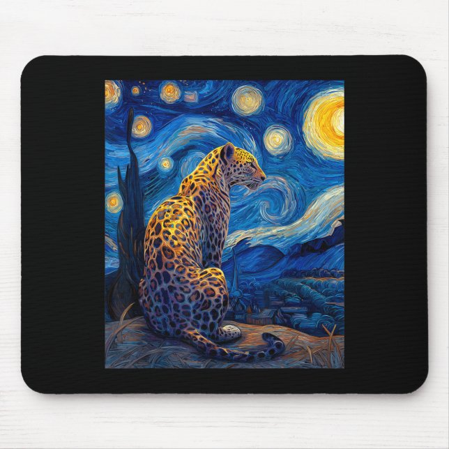 Alfombrilla De Ratón Leopard - Van Gogh Style Starry Night Funny Graphi (Frente)