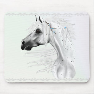 Alfombrilla De Ratón Leopardo Appy y plumas blancas Mousepad