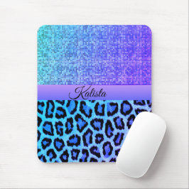 Alfombrilla De Ratón Leopardo azul y morado de moda