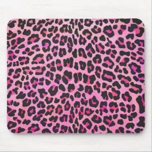 Alfombrilla De Ratón Leopardo de impresión negro y rosa caliente