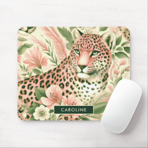 Alfombrilla De Ratón Leopardo de la selva floral vintage