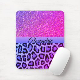 Alfombrilla De Ratón Leopardo de los glamares rosado y morado caliente
