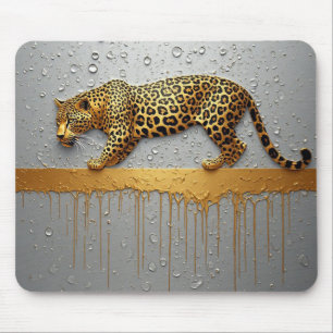 Alfombrilla De Ratón Leopardo Dorado Con Efecto De Pintura Goteante 🐆