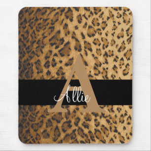 Alfombrilla De Ratón Leopardo Monograma Letra inicial A Computadora