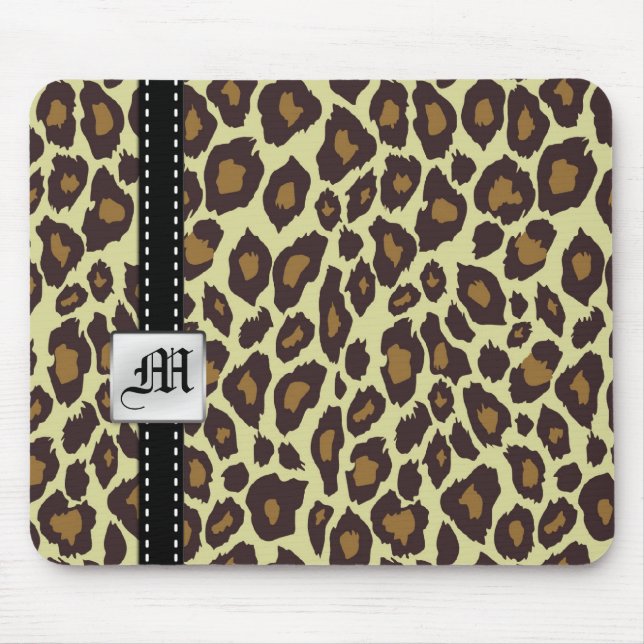 Alfombrilla De Ratón Leopardo Mousepad del monograma (Frente)