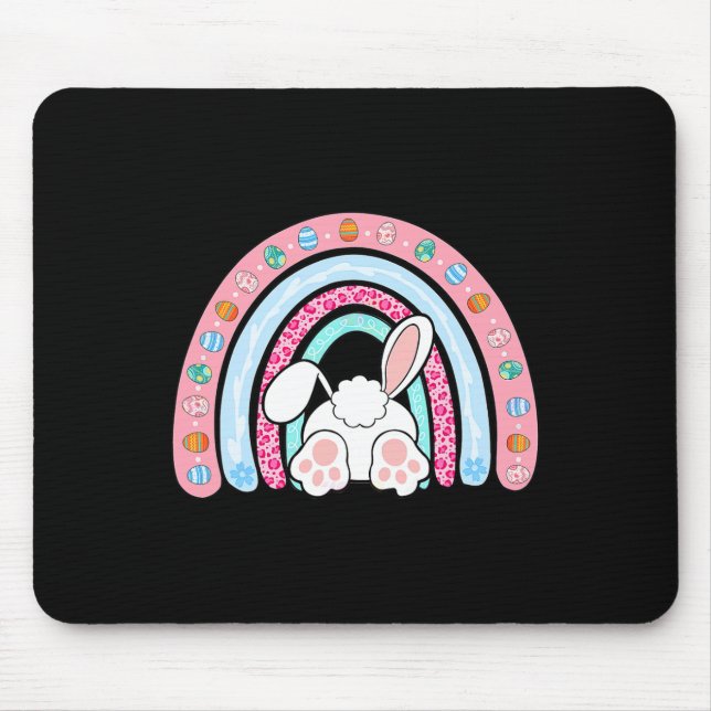 Alfombrilla De Ratón Leopardo Rainbow Easter Bunny Rabbit Happy Easter  (Frente)
