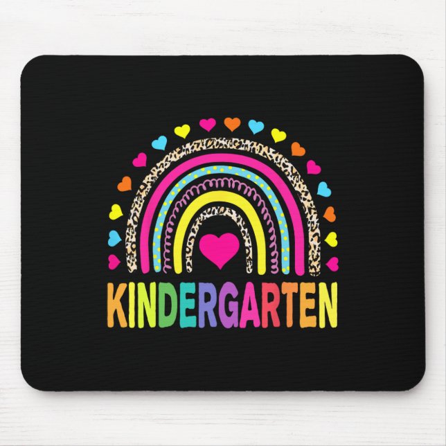 Alfombrilla De Ratón Leopardo Rainbow Kindergarten profesor primer día  (Frente)