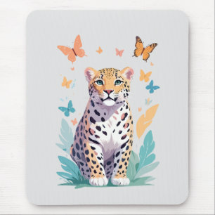 Alfombrilla De Ratón Leopardo Vector Mariposa Adorable Fun Animal
