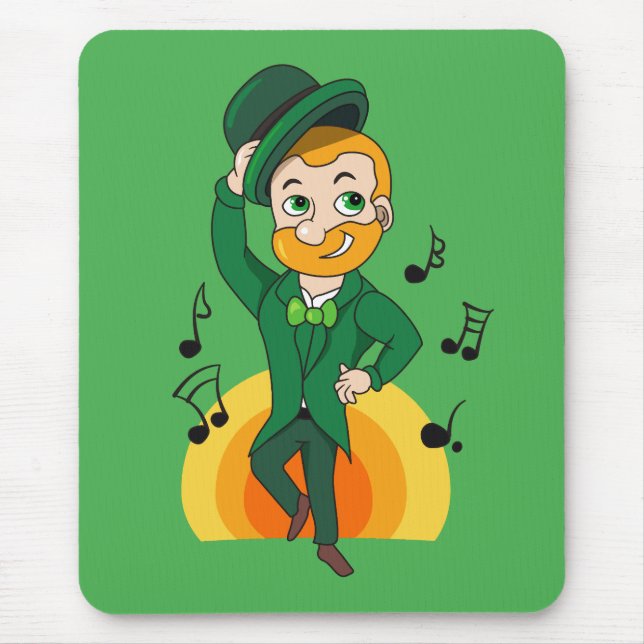 Alfombrilla De Ratón Leprechaun bailando, personalizado de San Patricio (Frente)