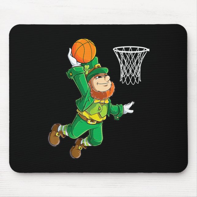 Alfombrilla De Ratón Leprechaun Bysketbyll Dunk St Patricks Day Boys Me (Frente)