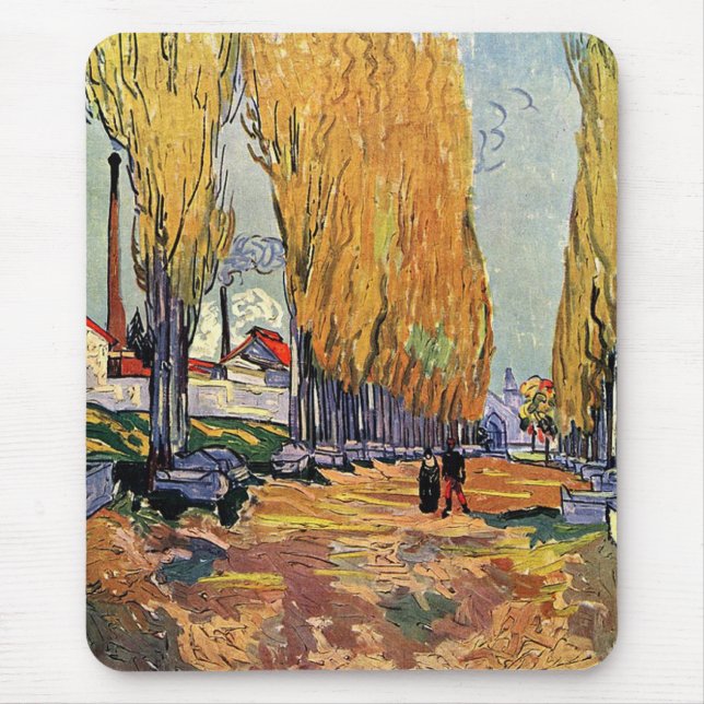 Alfombrilla De Ratón Les Alyscamps por Van Gogh. Paisaje otoñal (Frente)