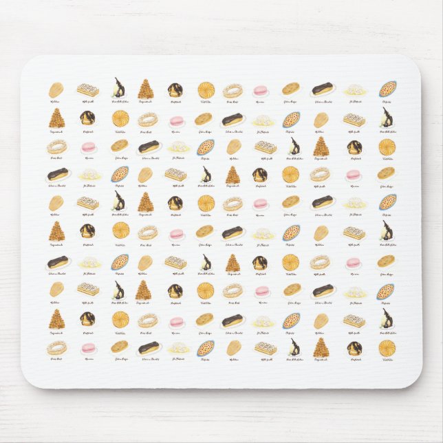 Alfombrilla De Ratón Les Pâtisserie Françaises acuarela (Frente)