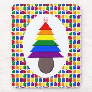 Alfombrilla De Ratón Lesbianas arcoiris Árbol y regalo de Navidad