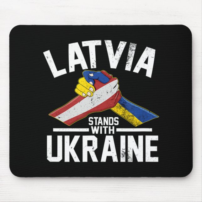 Alfombrilla De Ratón Letonia está de pie con la bandera ucraniana leton (Frente)