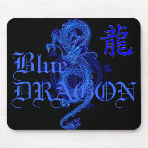 Alfombrilla De Ratón Letra azul Mousepad del dragón del kanji