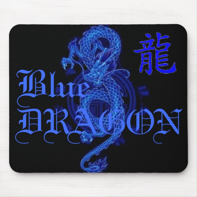 Alfombrilla De Ratón Letra azul Mousepad del dragón del kanji (Frente)