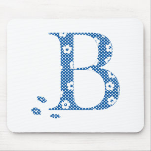 Alfombrilla De Ratón Letra del patrón de flor B(azul)